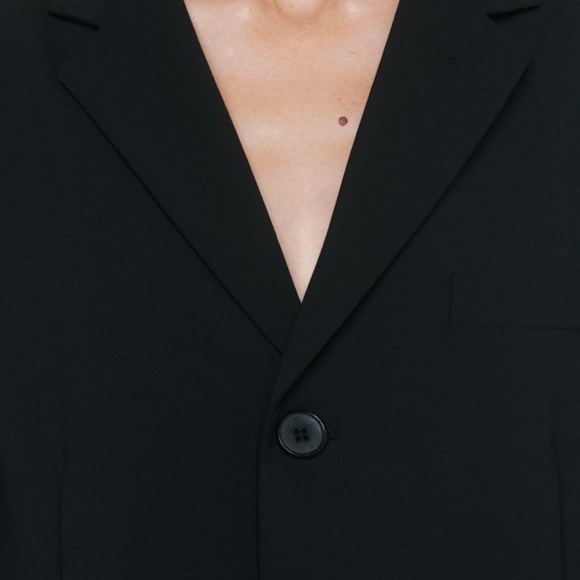 ZARA WOMAN STRAIGHT WOOL BLEND BLAZER ZW COLLECTION BLACK SIZE M NEW WITH TAG - Picture 3 of 14